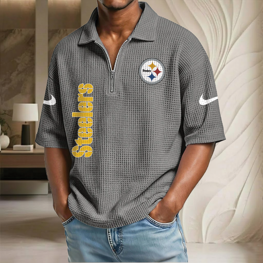 NFL x PIT Waffle Half-Zip Polo Shirt HLP 070326 HLPHUONG