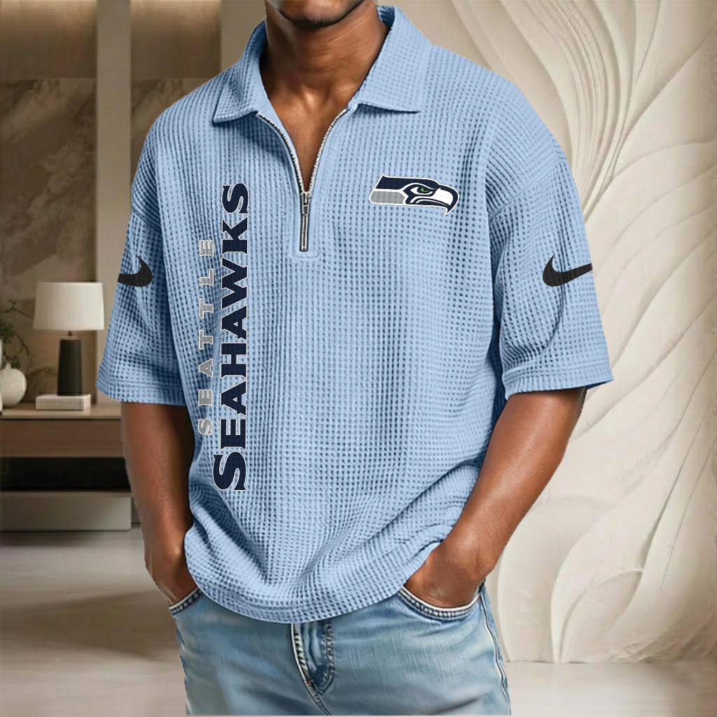 NFL x SEA Waffle Half-Zip Polo Shirt HLP 070326 HLPHUONG