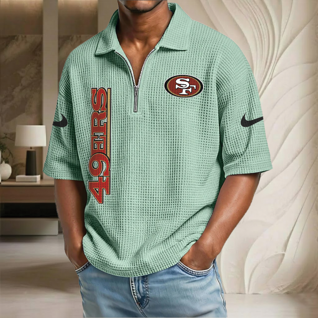NFL x SF Waffle Half-Zip Polo Shirt HLP 070326 HLPHUONG