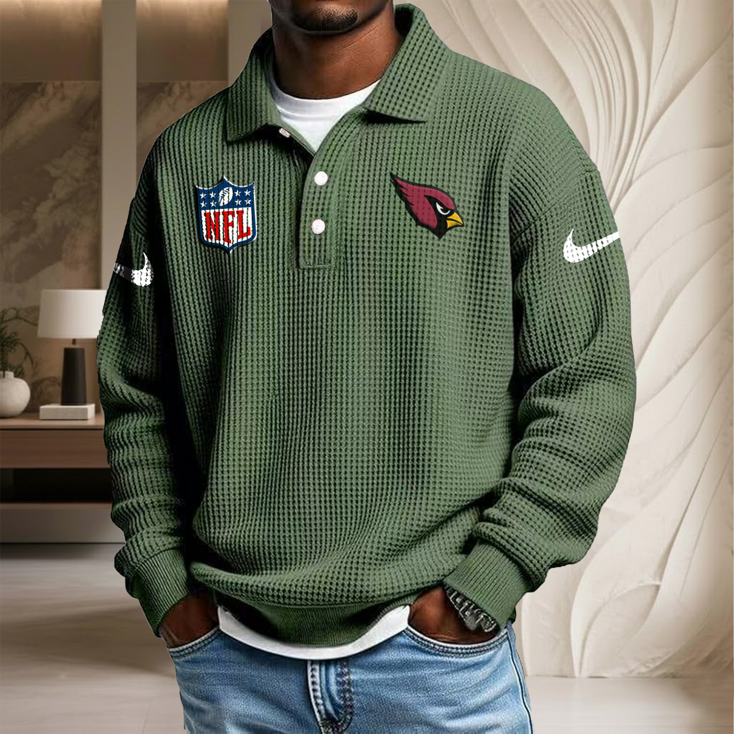 NFL x ARI Waffle Three Button Lapel Polo HLP HLPHUONG
