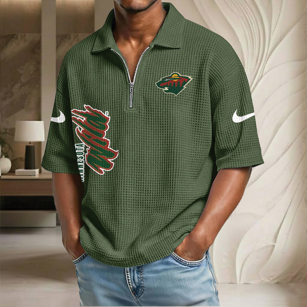 NHL x MW Waffle Half-Zip Polo Shirt HLP 070326 HLPHUONG