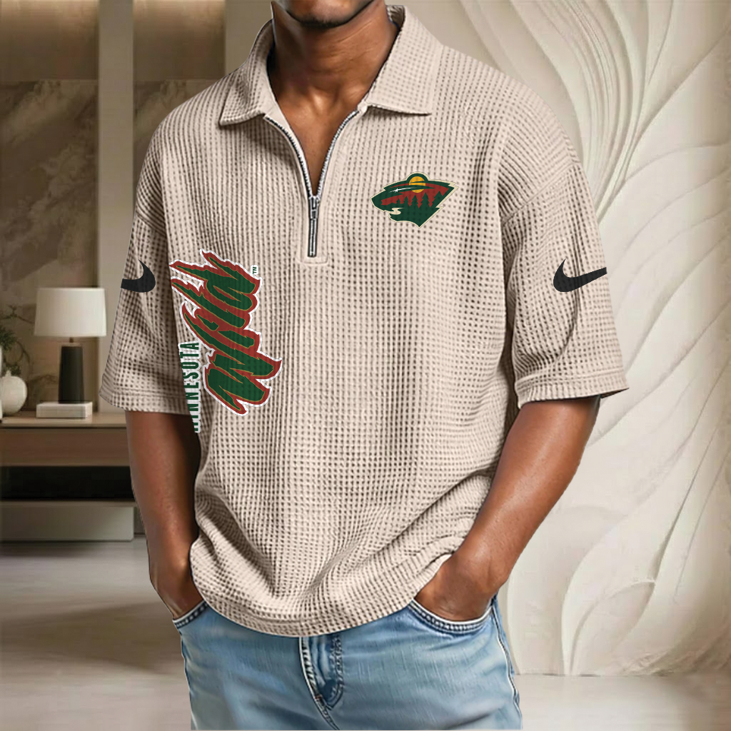 NHL x MW Waffle Half-Zip Polo Shirt HLP 070326 HLPHUONG