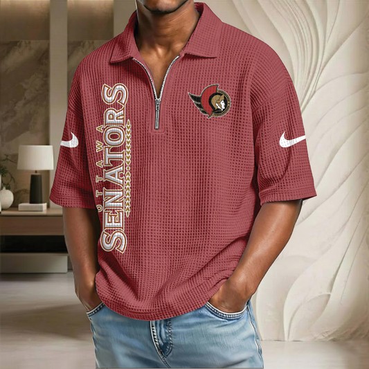 NHL x OS Waffle Half-Zip Polo Shirt HLP 070326 HLPHUONG