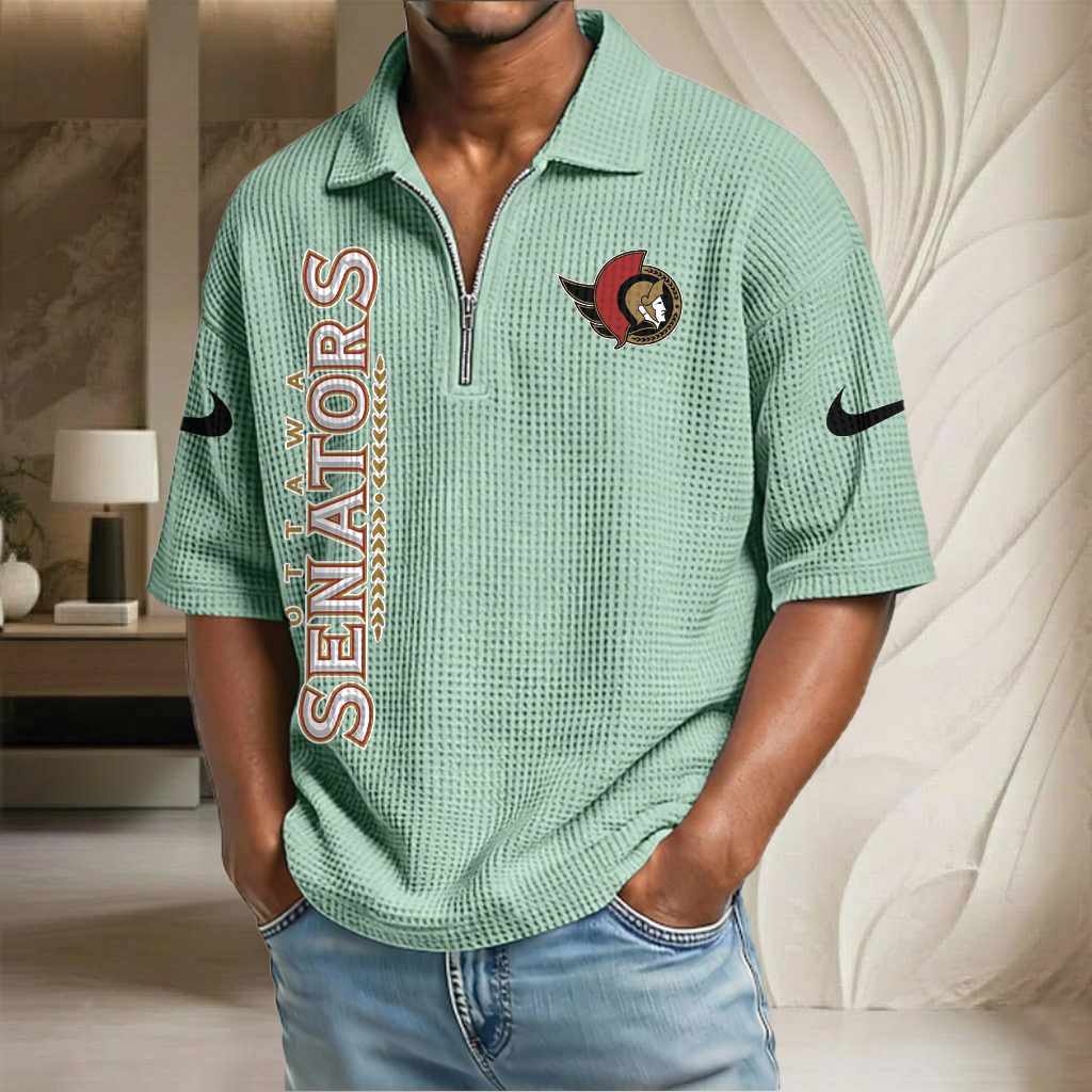 NHL x OS Waffle Half-Zip Polo Shirt HLP 070326 HLPHUONG
