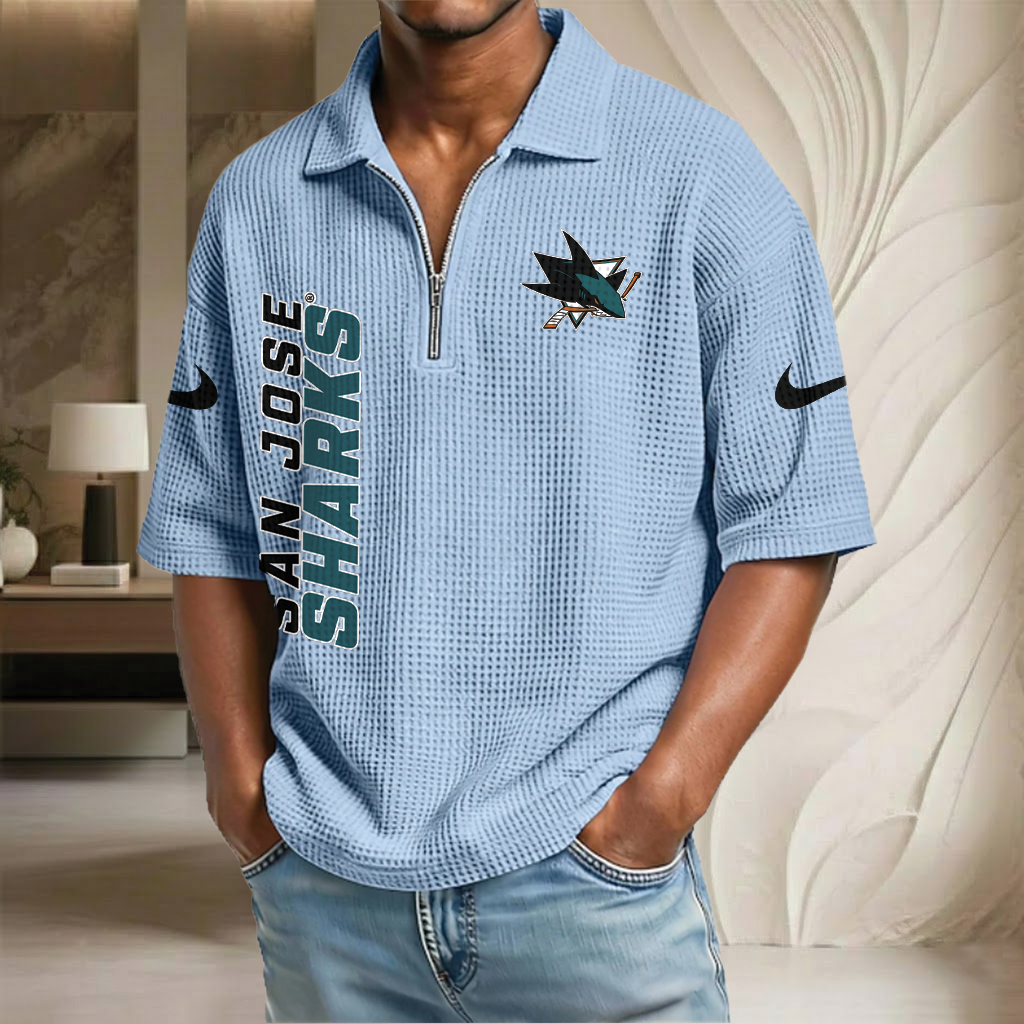 NHL x SJS Waffle Half-Zip Polo Shirt HLP 070326 HLPHUONG