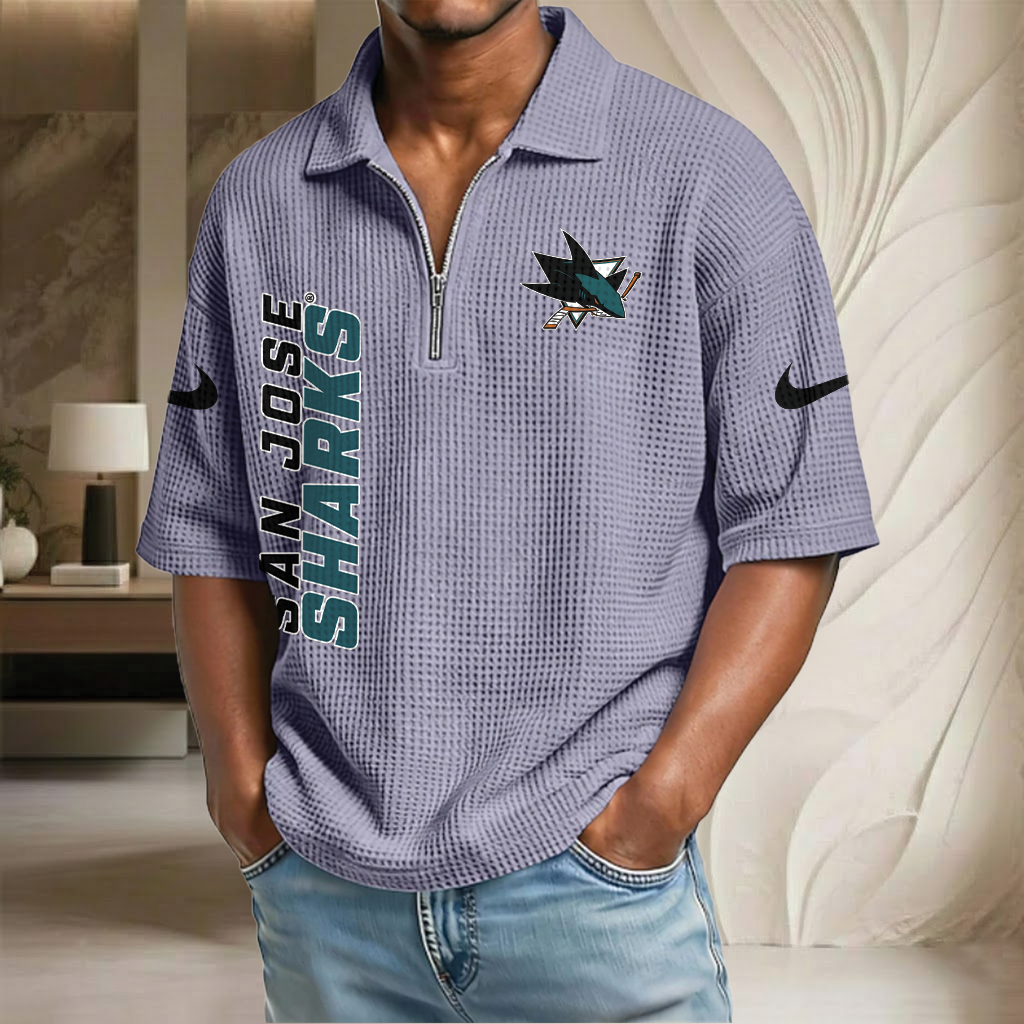 NHL x SJS Waffle Half-Zip Polo Shirt HLP 070326 HLPHUONG