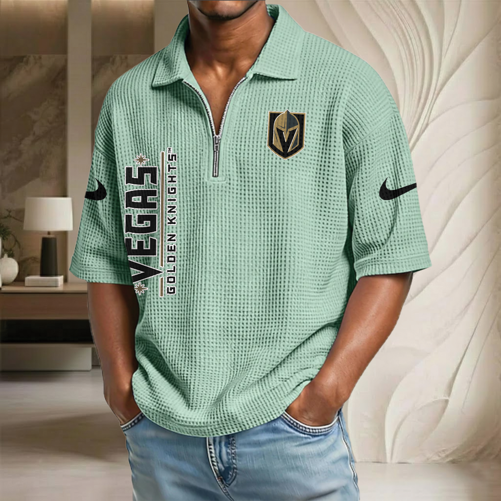 NHL x VGK Waffle Half-Zip Polo Shirt HLP 070326 HLPHUONG