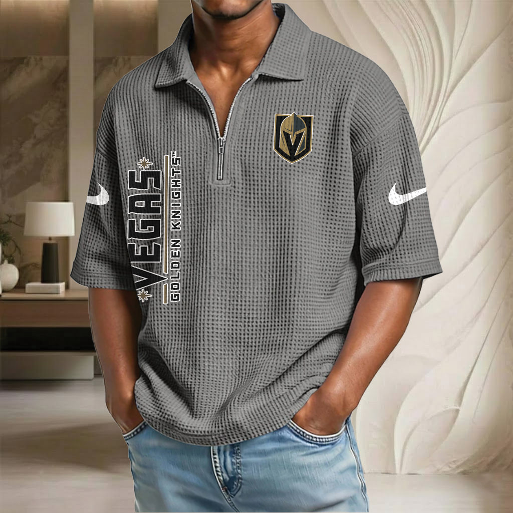 NHL x VGK Waffle Half-Zip Polo Shirt HLP 070326 HLPHUONG