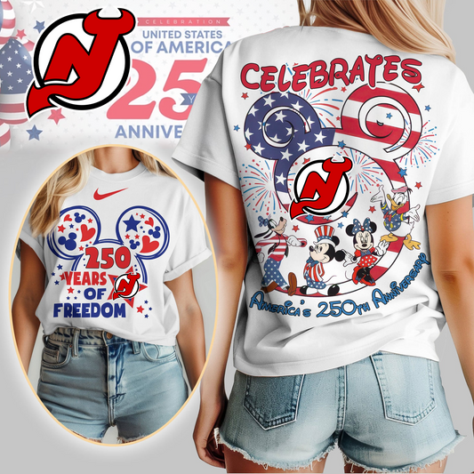 NJD Premium NHL Mickey Celebrates America 250th Anniversary Women Shirt DDT CTND