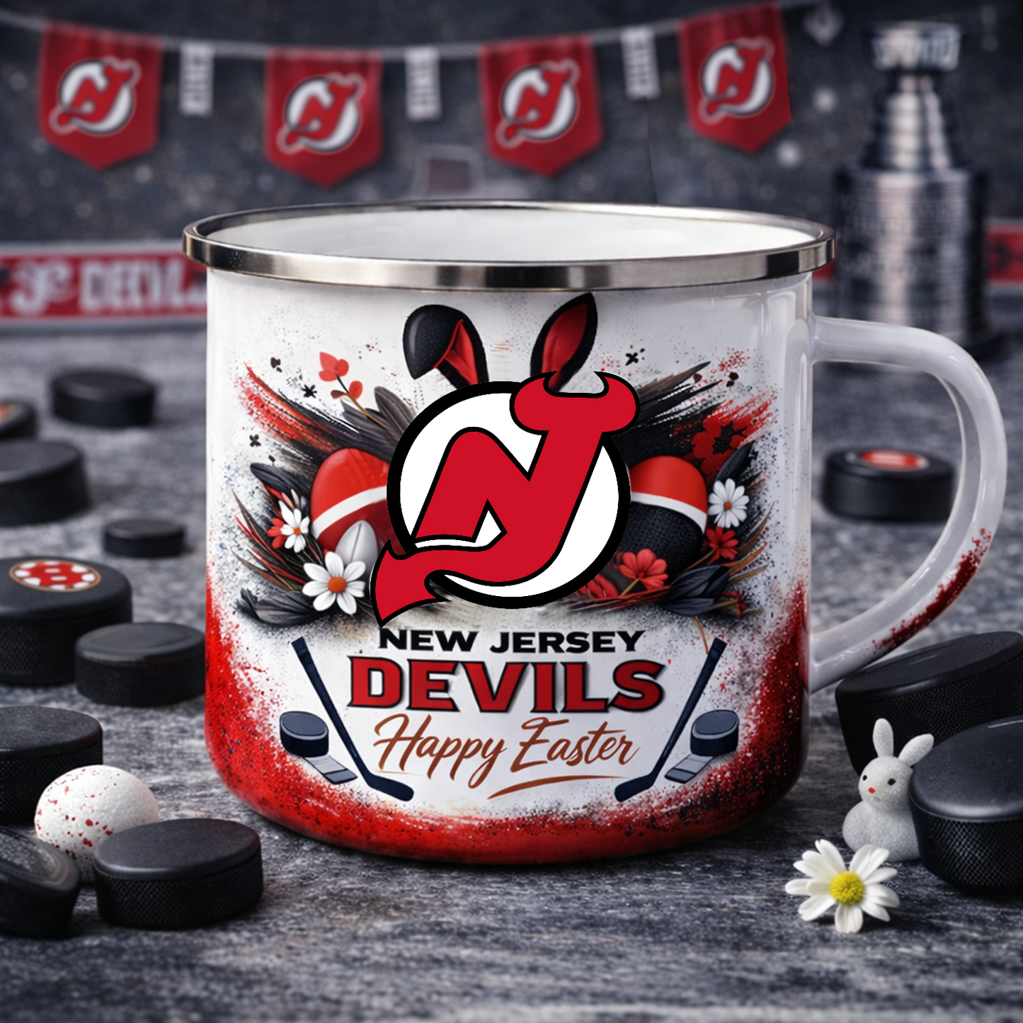 NJD X NHL Easter-themed enamel mug 0703 NAK NHT