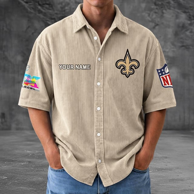NOS x NFL Men Seersucker Button Shirt DDT NTL