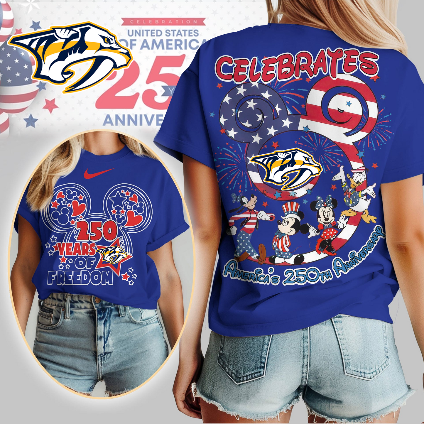 NP Premium NHL Mickey Celebrates America 250th Anniversary Women Shirt DDT CTND