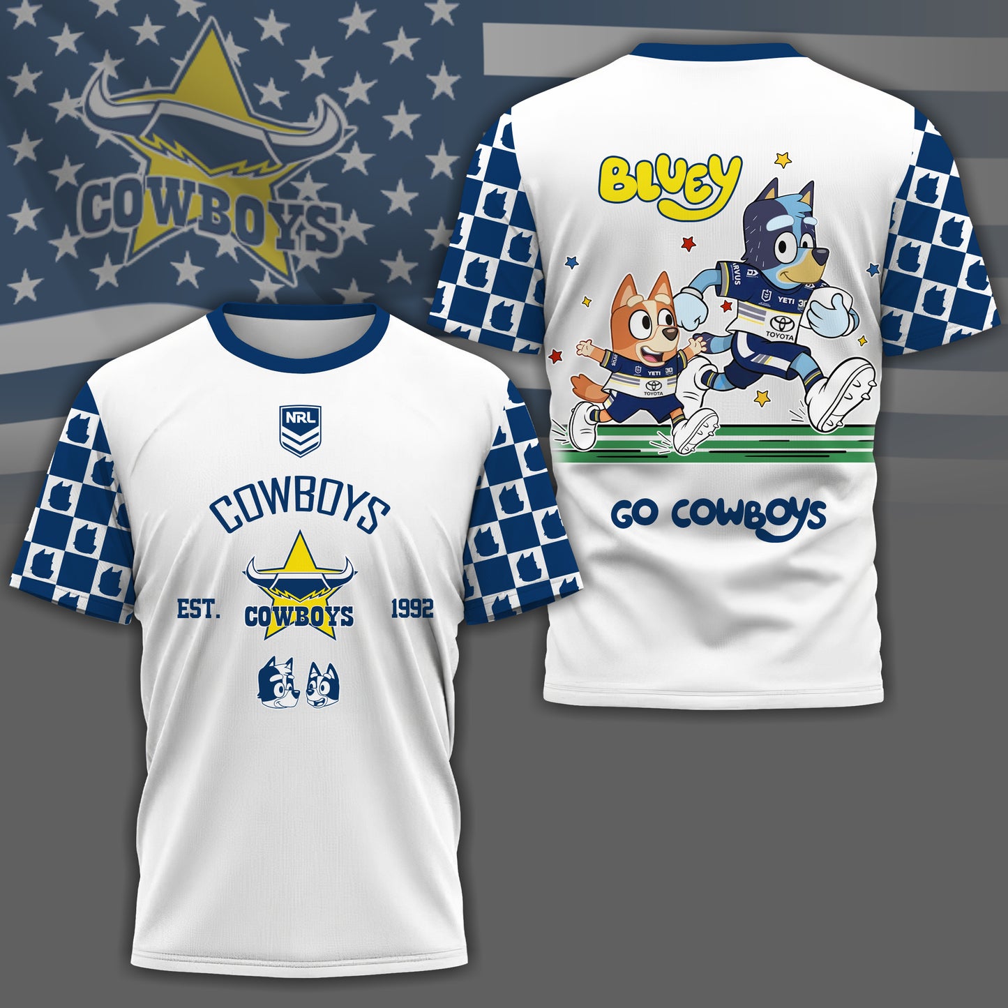 NQC x NRL Premium Bluey 3D Shirt DDT TTTZ