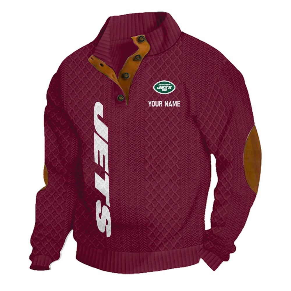 NYJ NFL Basic Knitted Stand Collar Sweatshirt DDT CTND