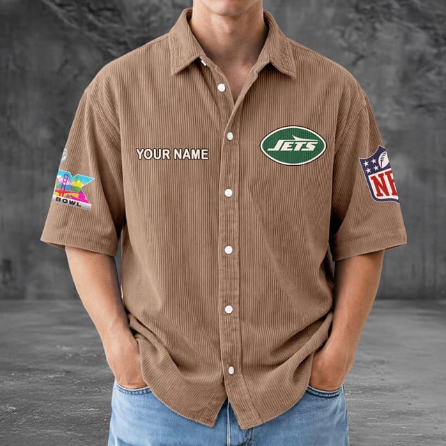 NYJ x NFL Men Seersucker Button Shirt DDT NTL