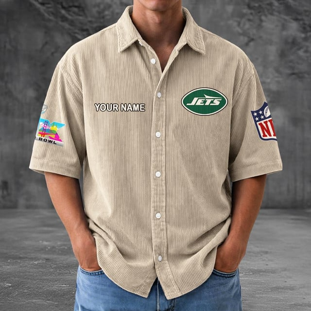 NYJ x NFL Men Seersucker Button Shirt DDT NTL