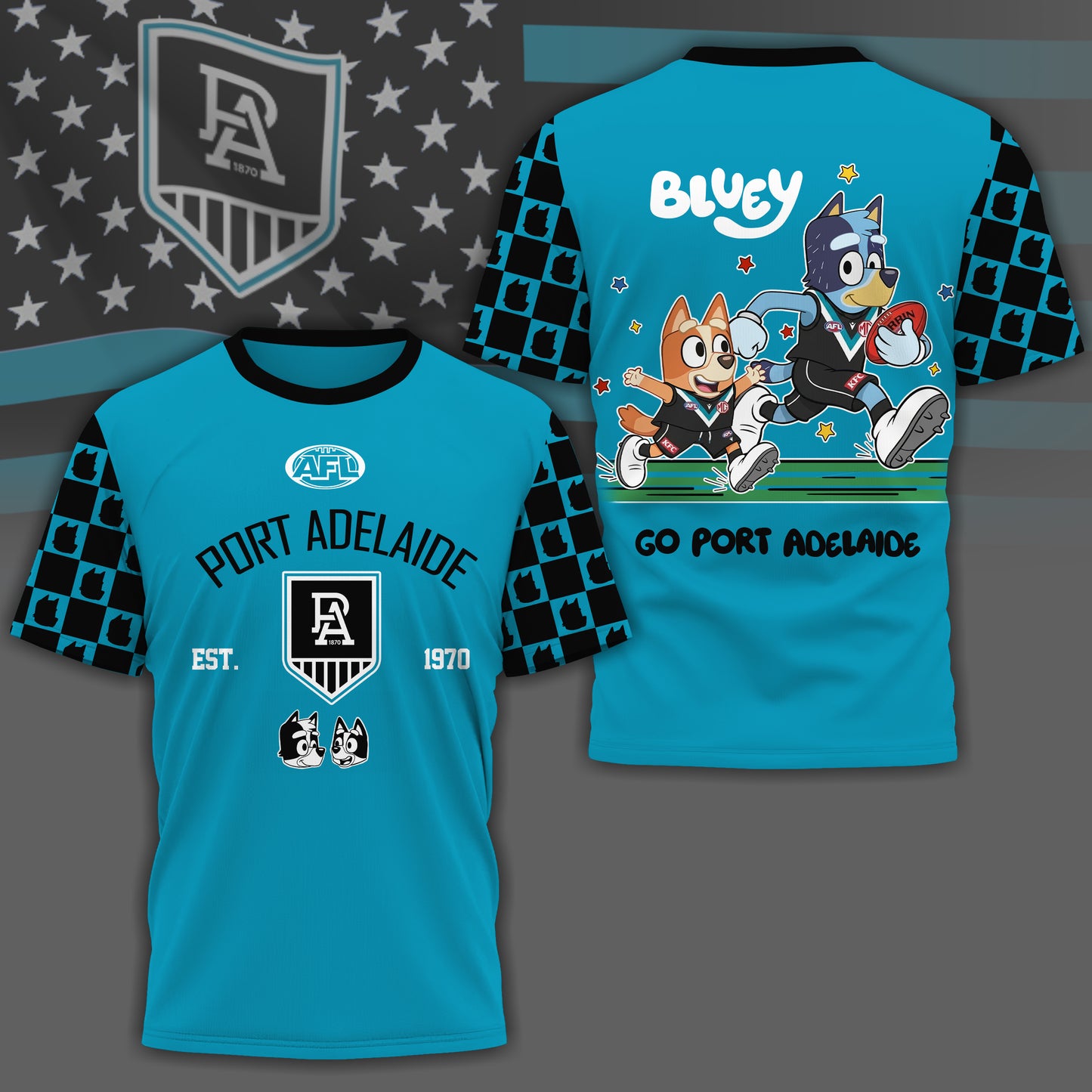 PAP x AFL Premium Bluey 3D Shirt DDT TTTZ