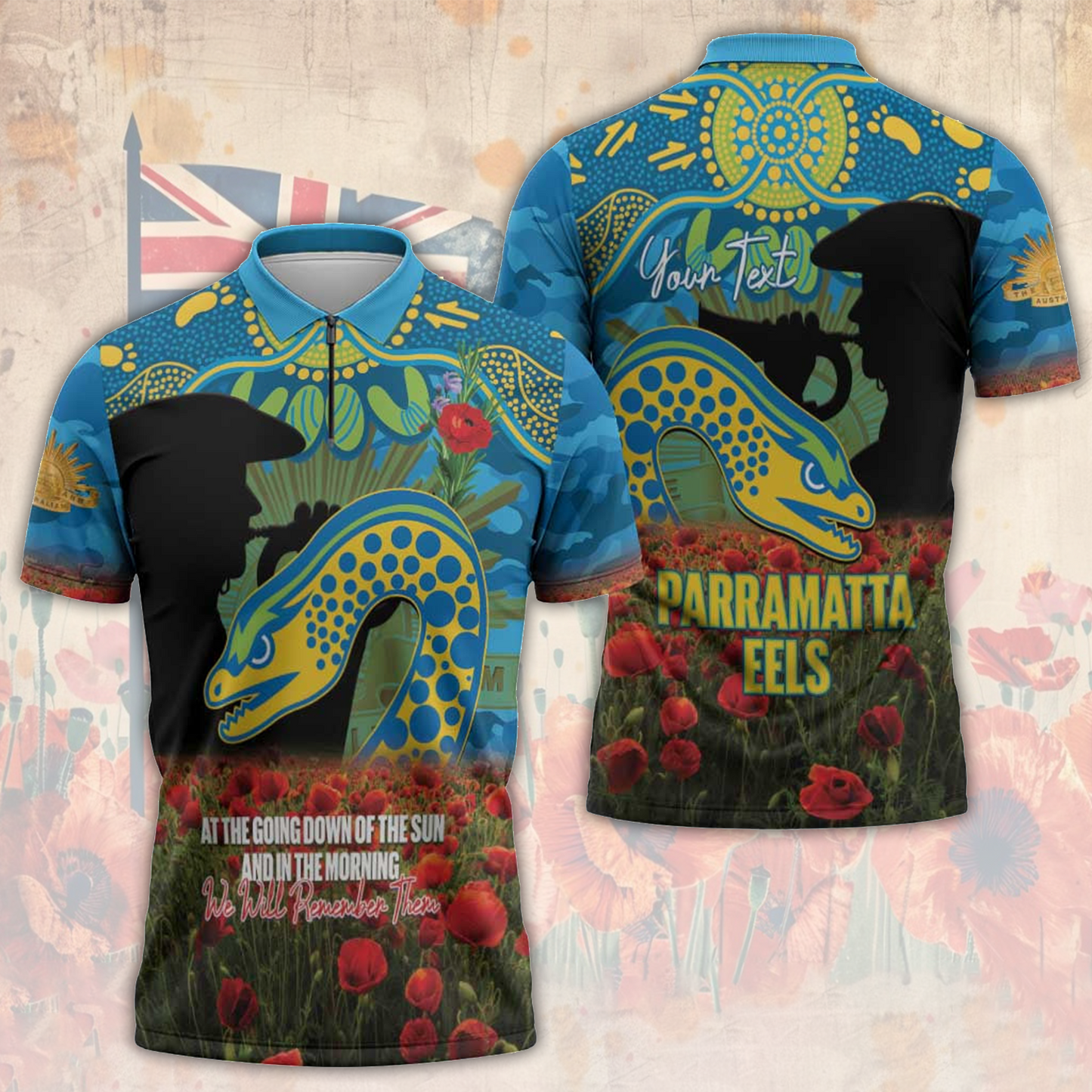 PAR x NRL Rugby ANZAC Day Zipper Polo Shirt Last Post Poppy We Will Remember Them LT14 DatND DVT