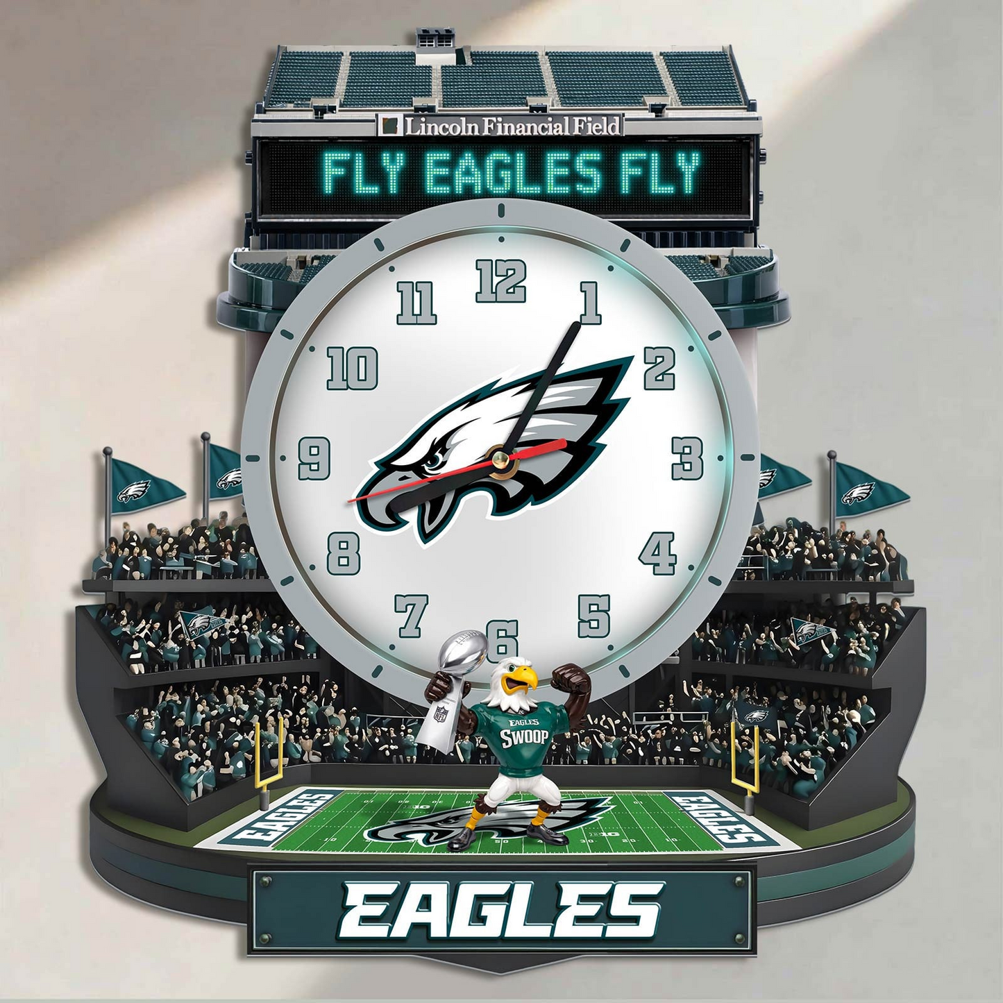 PE x NFL Stadium Decorative 3D Visual Effect Acrylic Wall Clock DDT CTND