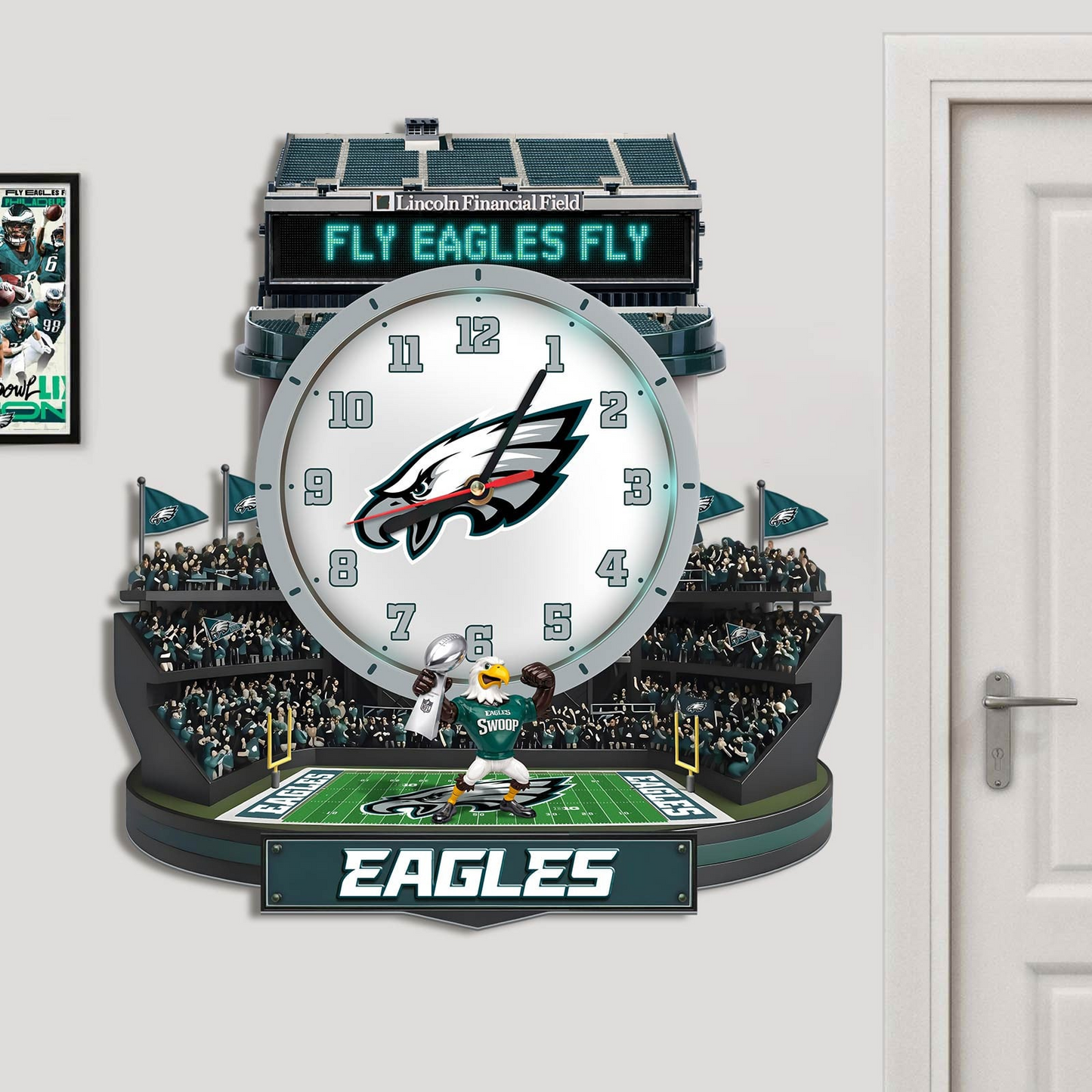 PE x NFL Stadium Decorative 3D Visual Effect Acrylic Wall Clock DDT CTND
