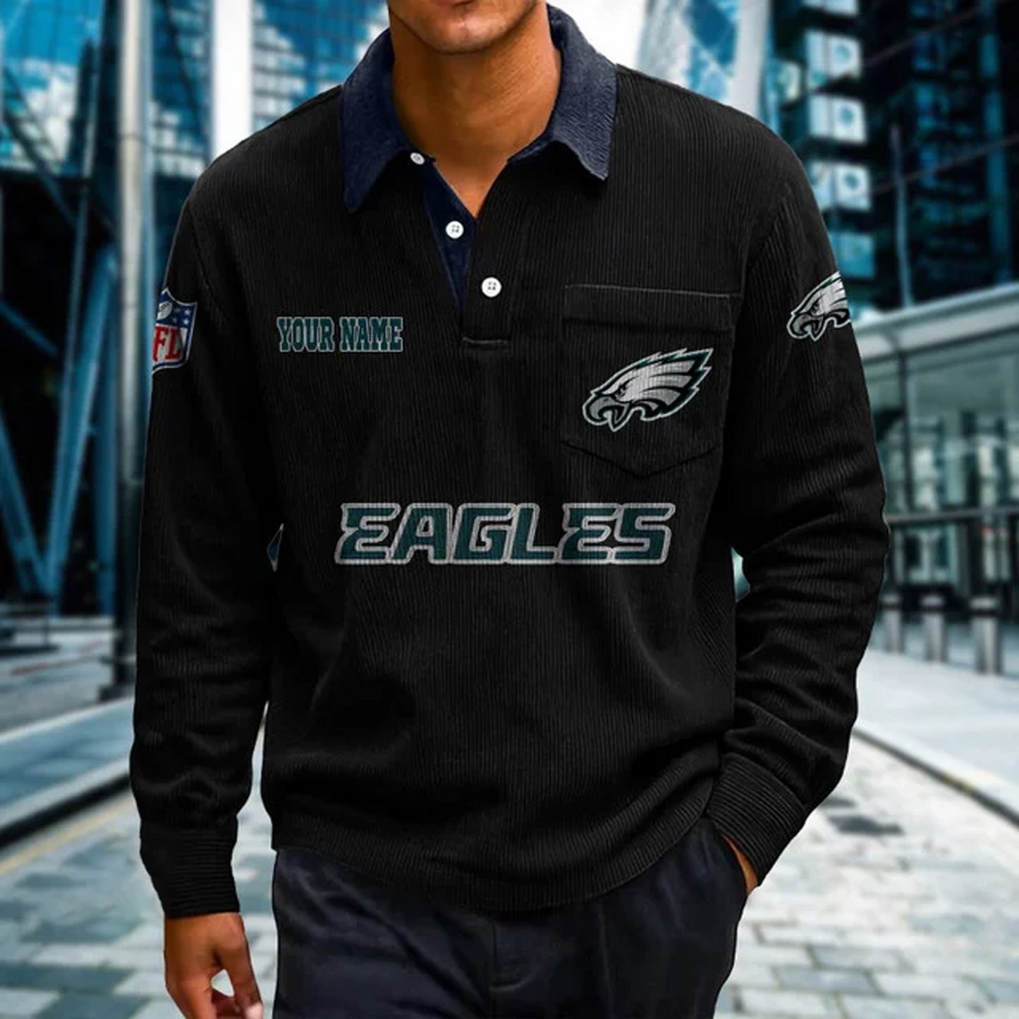 PHI X Premium NFL Corduroy color-blocked long-sleeved shirt NDT NHT