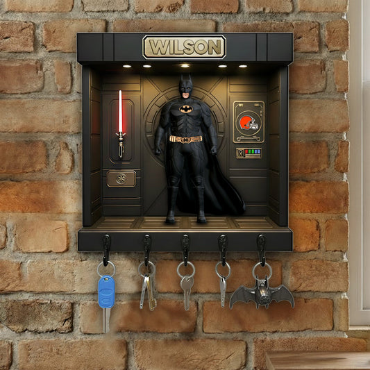 PREMIUM NFL CLE X BATMAN Wood Key Hanger - Personalized Gifts For Cosmic Lovers NDT NHM