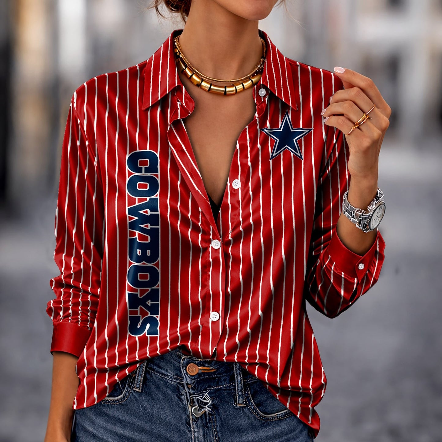PREMIUM NFL X DAL Silk Women‘s Long Sleeved Shirt NDT NHM 190326