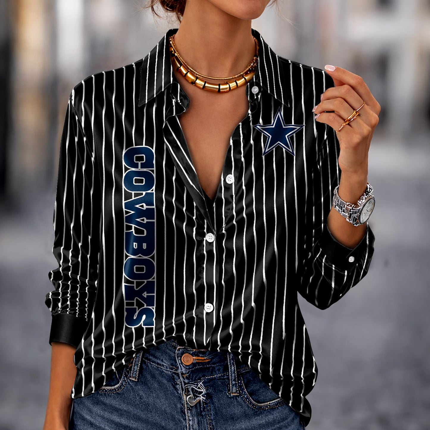PREMIUM NFL X DAL Silk Women‘s Long Sleeved Shirt NDT NHM 190326