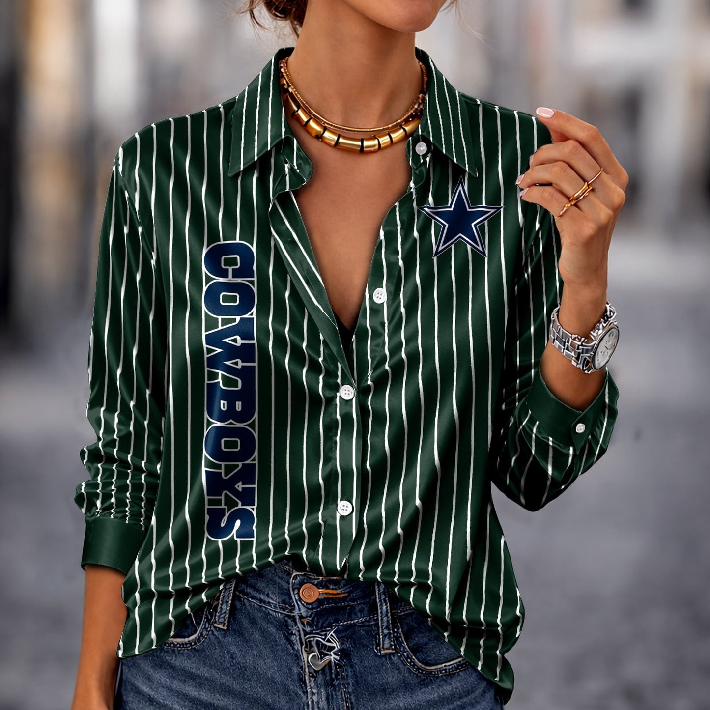 PREMIUM NFL X DAL Silk Women‘s Long Sleeved Shirt NDT NHM 190326