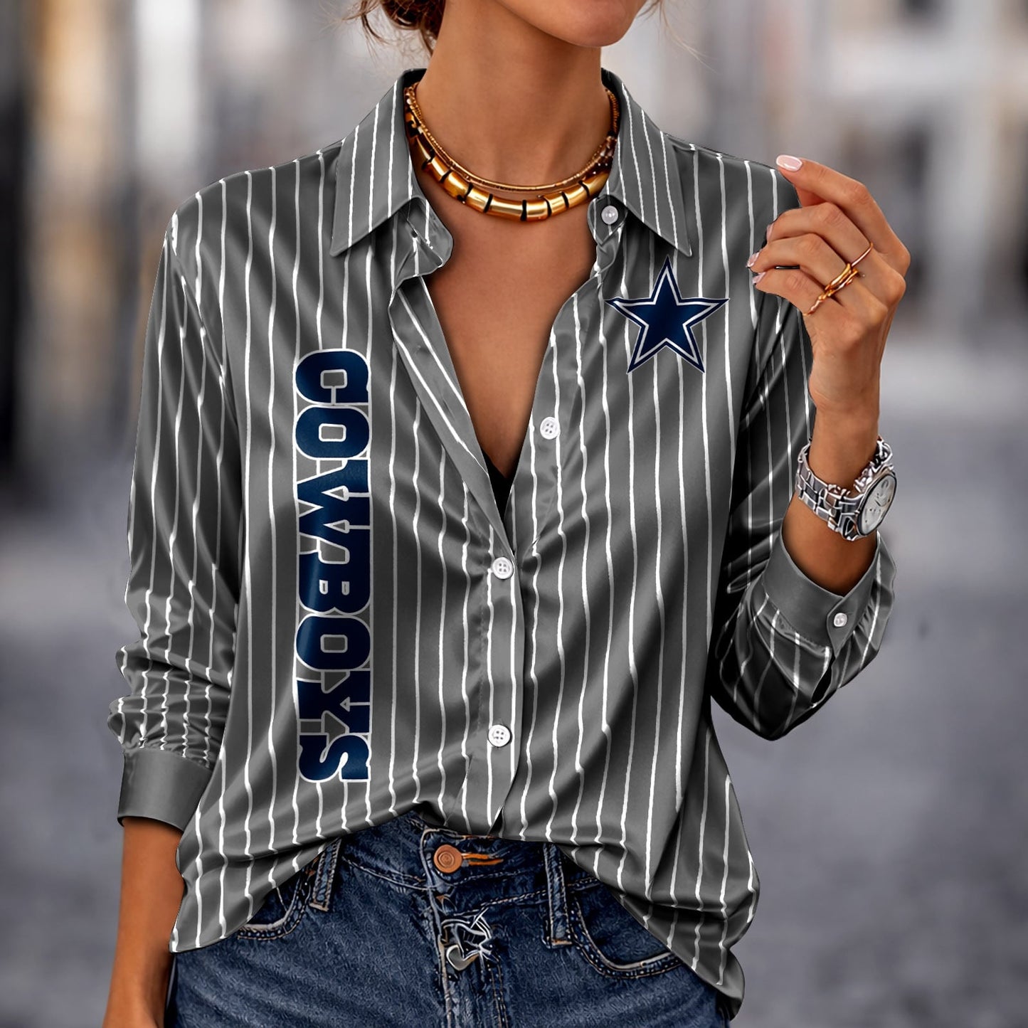 PREMIUM NFL X DAL Silk Women‘s Long Sleeved Shirt NDT NHM 190326
