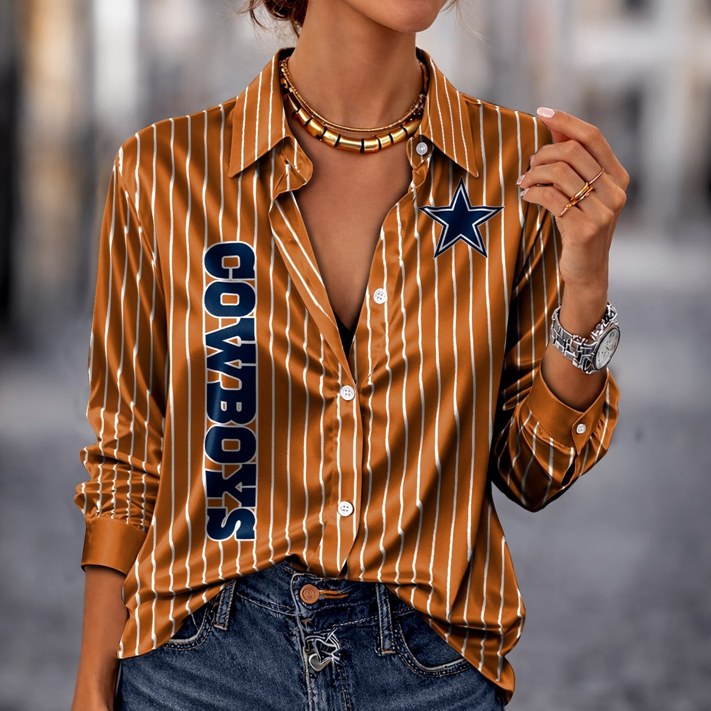 PREMIUM NFL X DAL Silk Women‘s Long Sleeved Shirt NDT NHM 190326