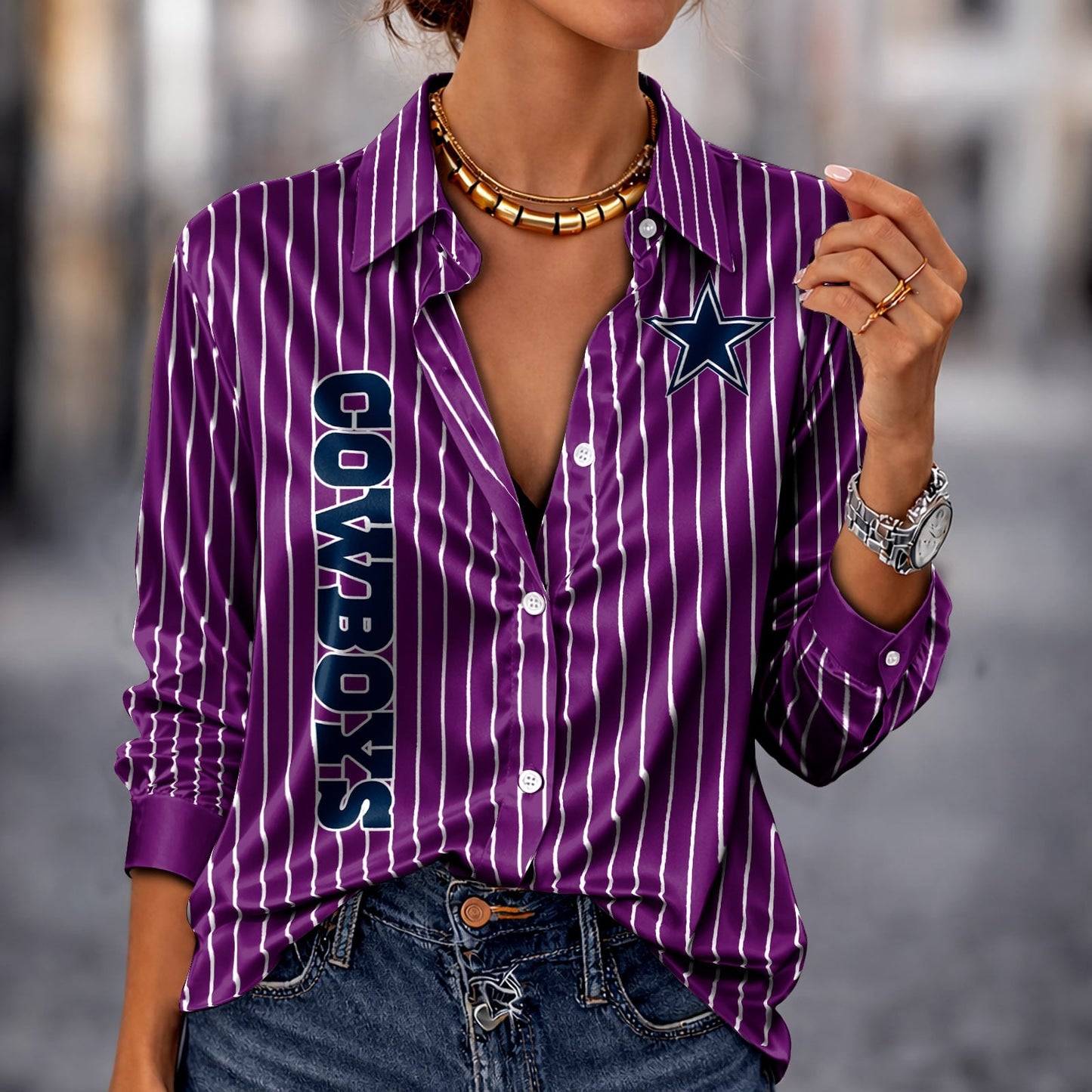 PREMIUM NFL X DAL Silk Women‘s Long Sleeved Shirt NDT NHM 190326