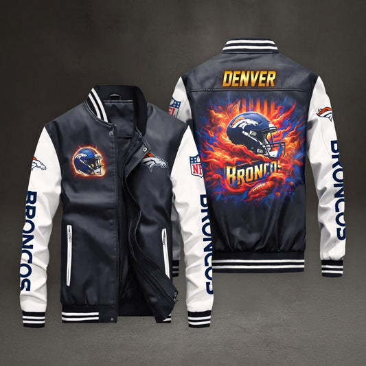 PREMIUM NFL X DEN LEATHER BOMBER JACKET NDT NHM