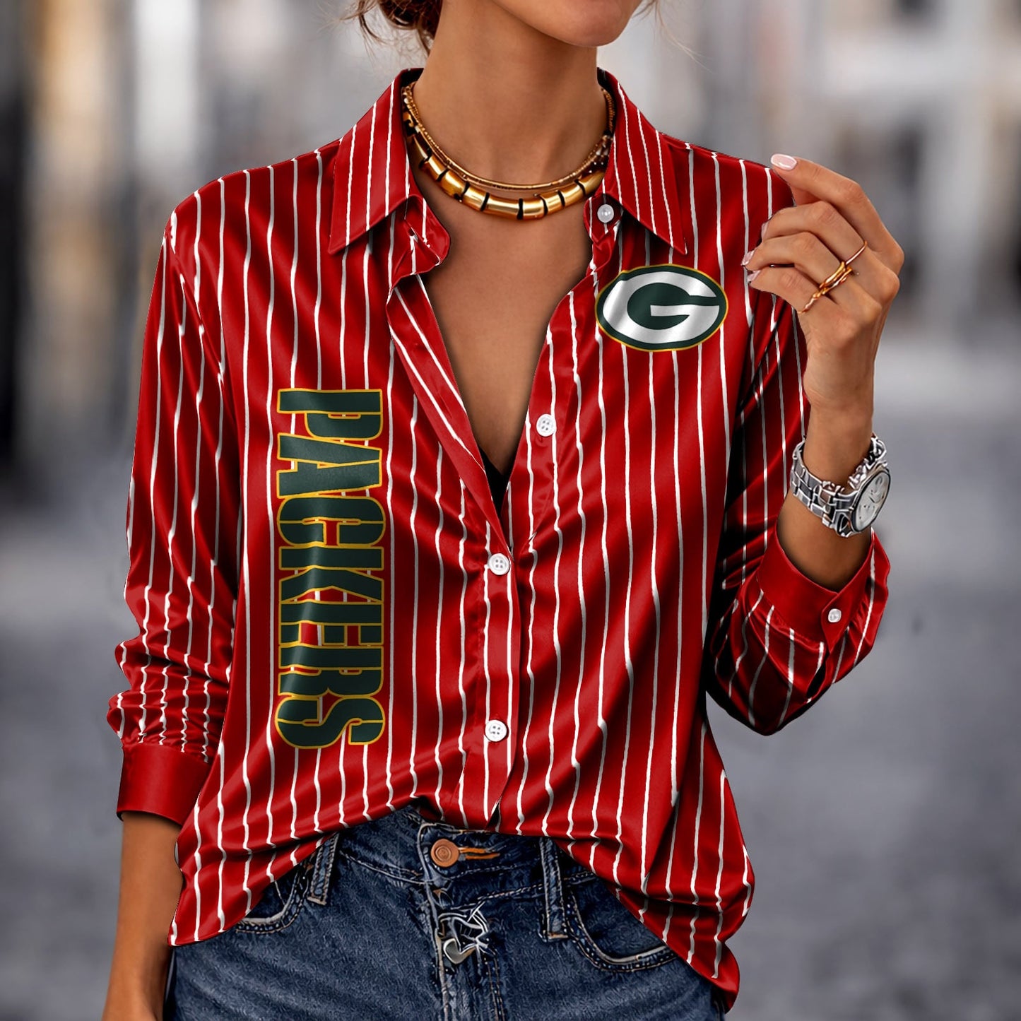 PREMIUM NFL X GB Silk Women‘s Long Sleeved Shirt NDT NHM 190326
