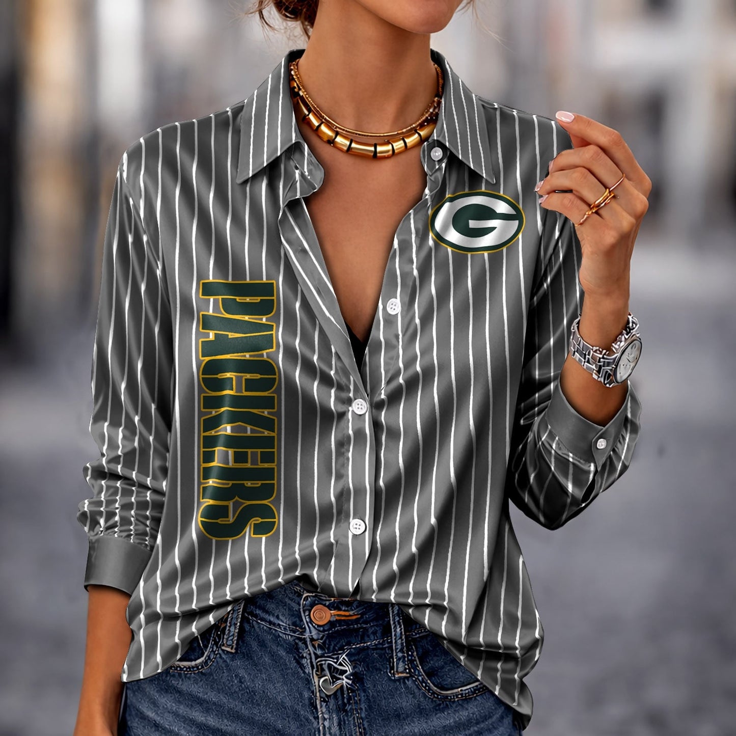 PREMIUM NFL X GB Silk Women‘s Long Sleeved Shirt NDT NHM 190326