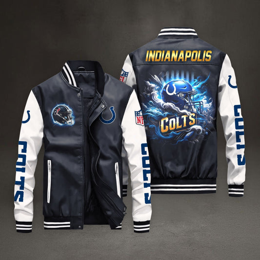 PREMIUM NFL X IND LEATHER BOMBER JACKET NDT NHM