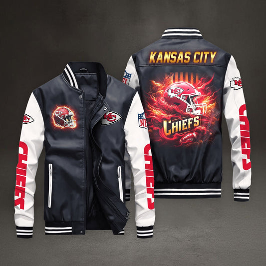 PREMIUM NFL X KCC LEATHER BOMBER JACKET NDT NHM