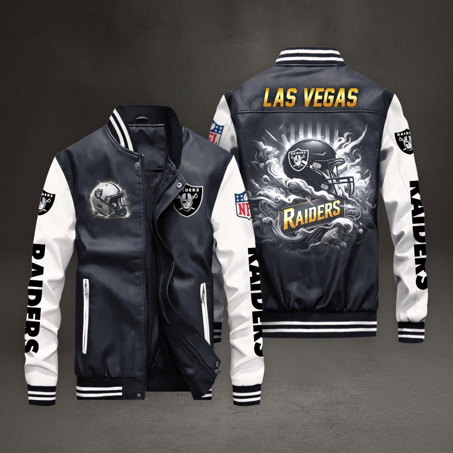 PREMIUM NFL X LV LEATHER BOMBER JACKET NDT NHM