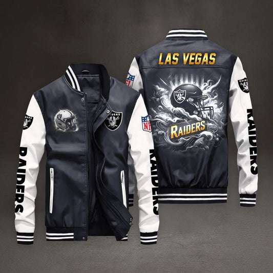 PREMIUM NFL X LV LEATHER BOMBER JACKET NDT NHM