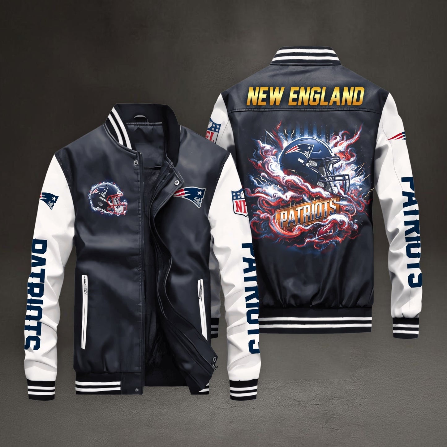 PREMIUM NFL X NE LEATHER BOMBER JACKET NDT NHM