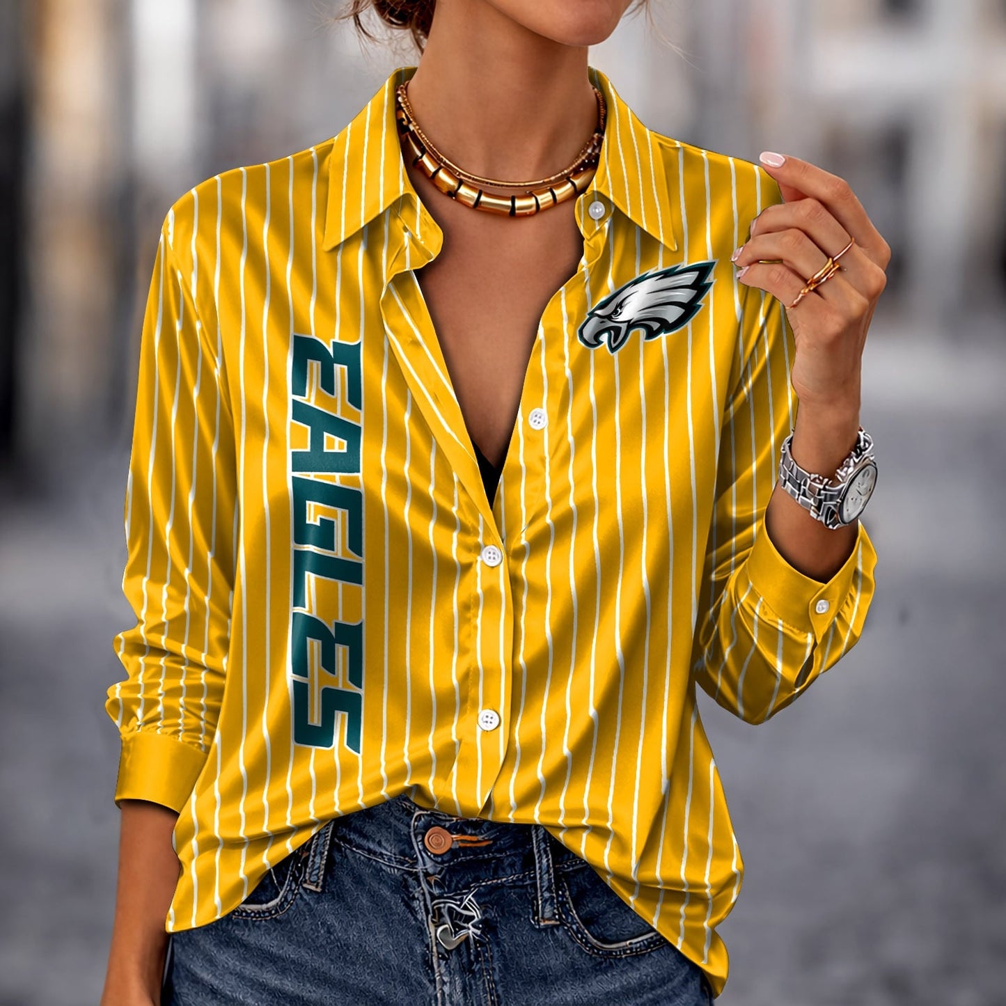 PREMIUM NFL X PHI Silk Women‘s Long Sleeved Shirt NDT NHM 190326