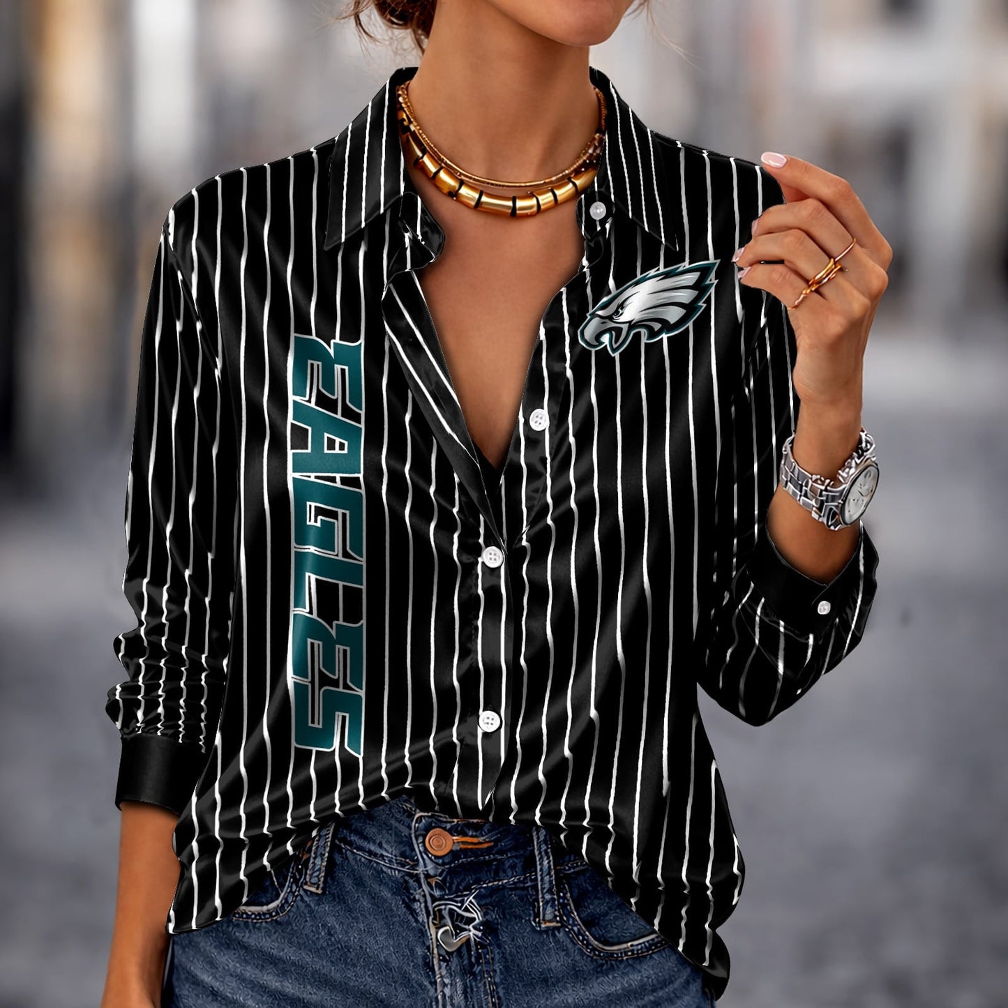 PREMIUM NFL X PHI Silk Women‘s Long Sleeved Shirt NDT NHM 190326