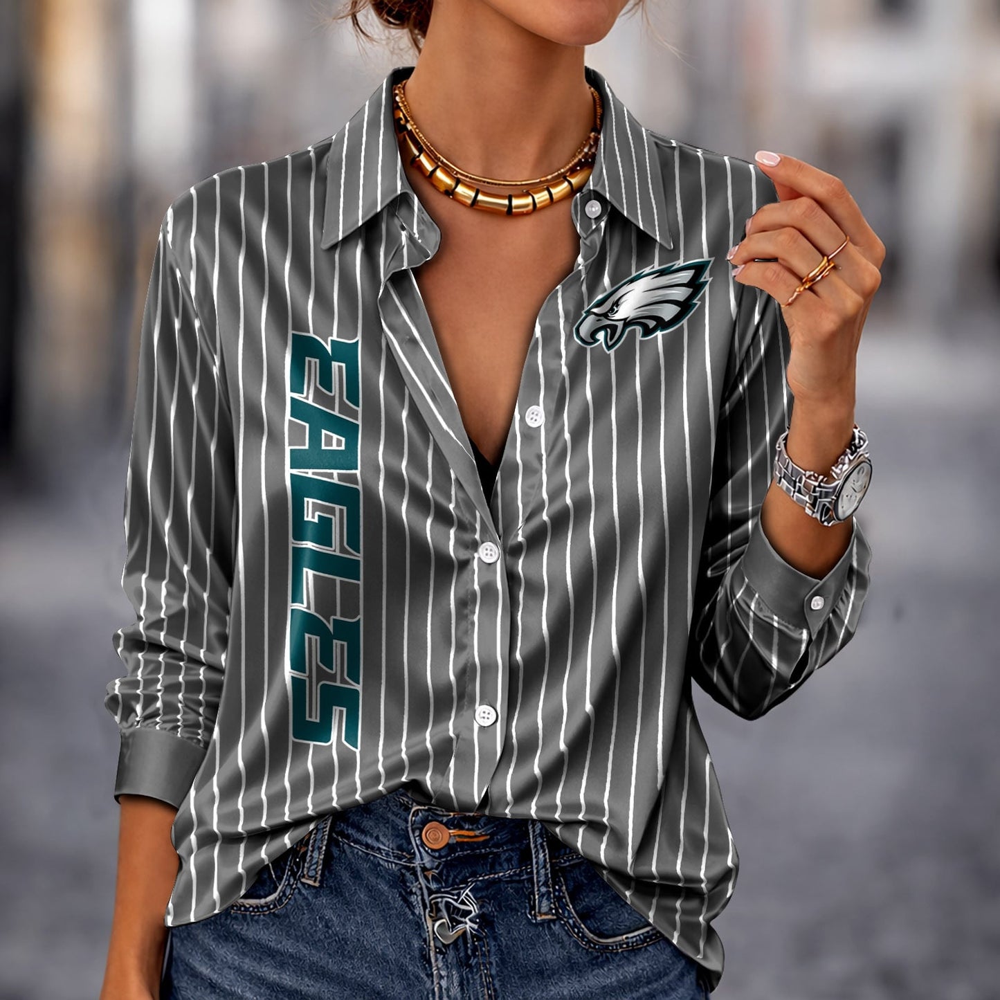 PREMIUM NFL X PHI Silk Women‘s Long Sleeved Shirt NDT NHM 190326