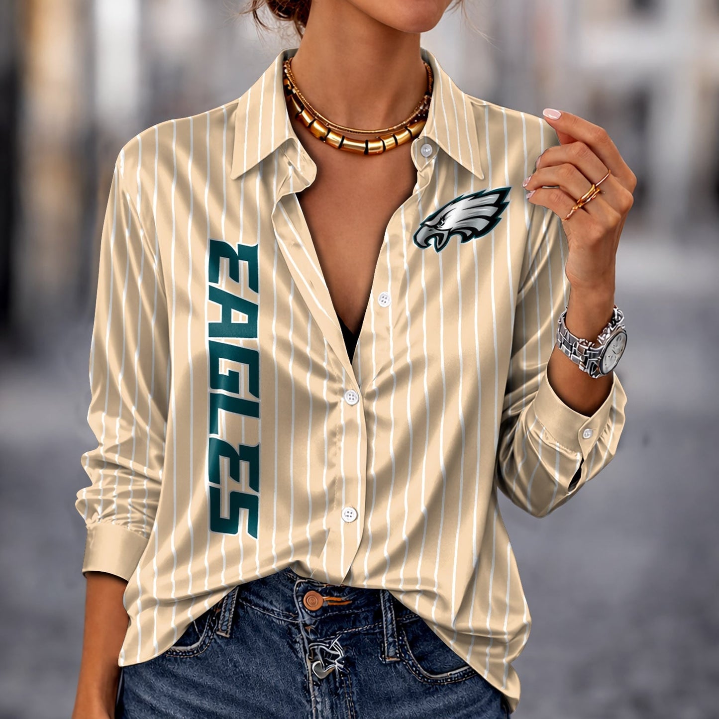 PREMIUM NFL X PHI Silk Women‘s Long Sleeved Shirt NDT NHM 190326