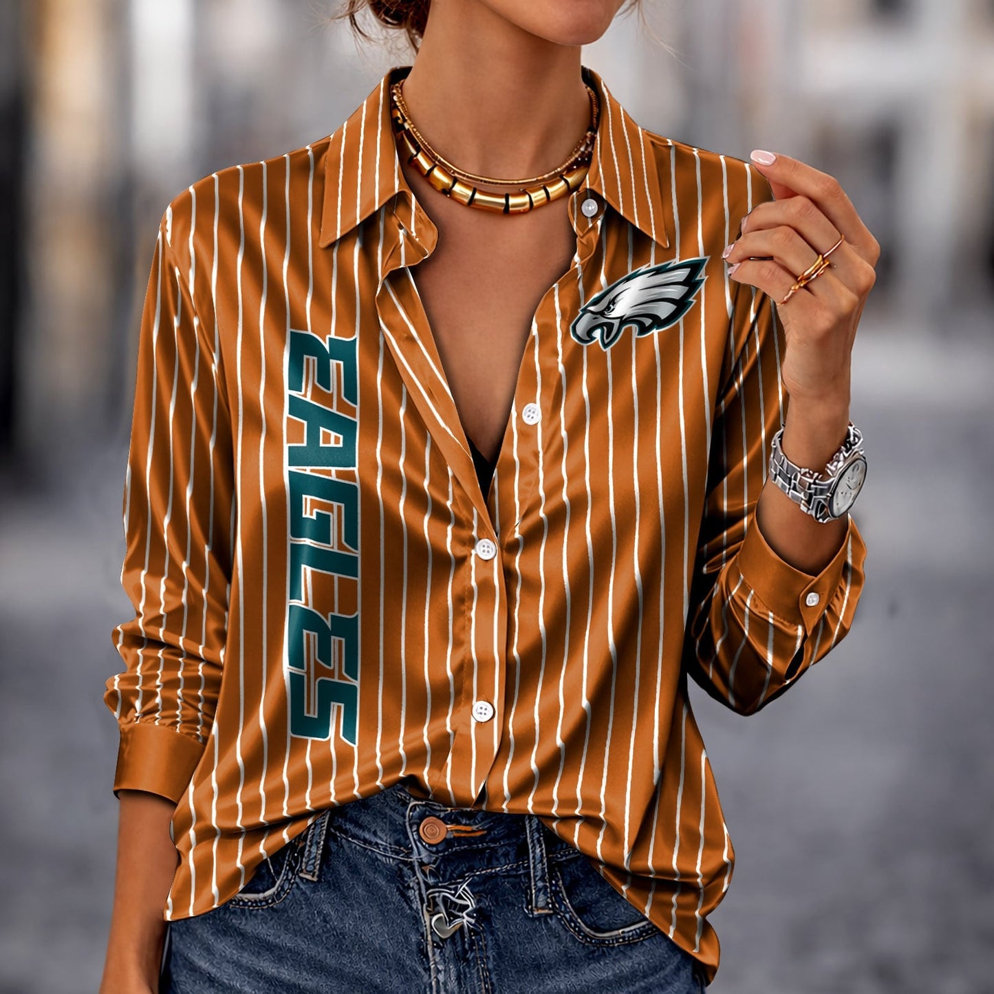 PREMIUM NFL X PHI Silk Women‘s Long Sleeved Shirt NDT NHM 190326