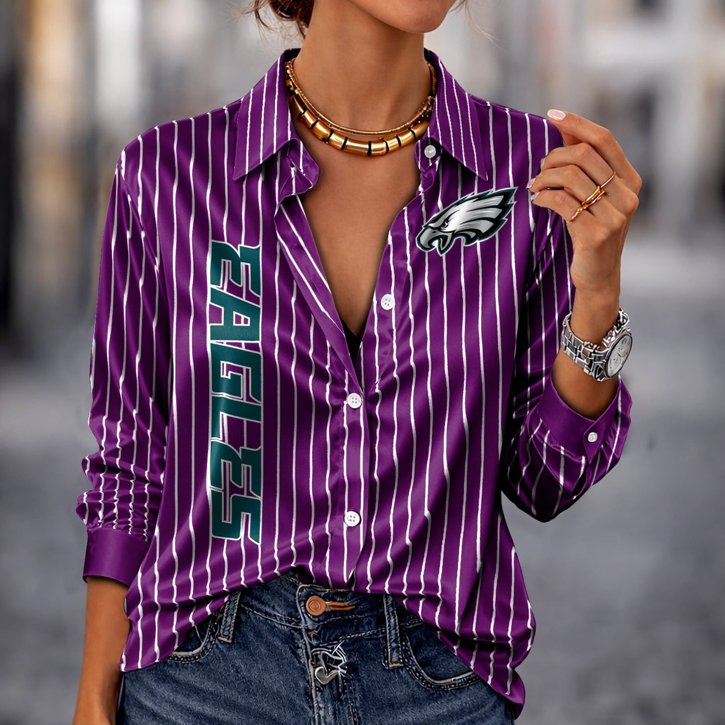 PREMIUM NFL X PHI Silk Women‘s Long Sleeved Shirt NDT NHM 190326