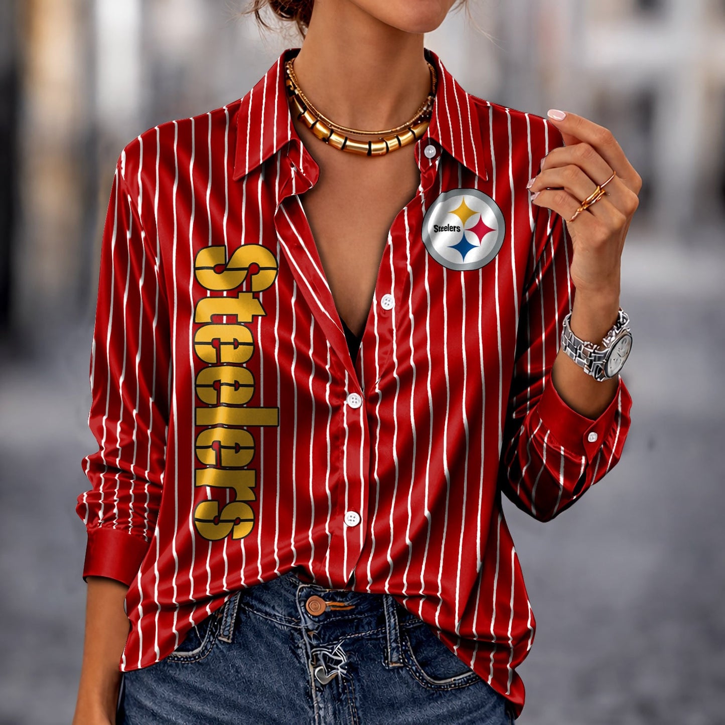 PREMIUM NFL X PIT Silk Women‘s Long Sleeved Shirt NDT NHM 190326
