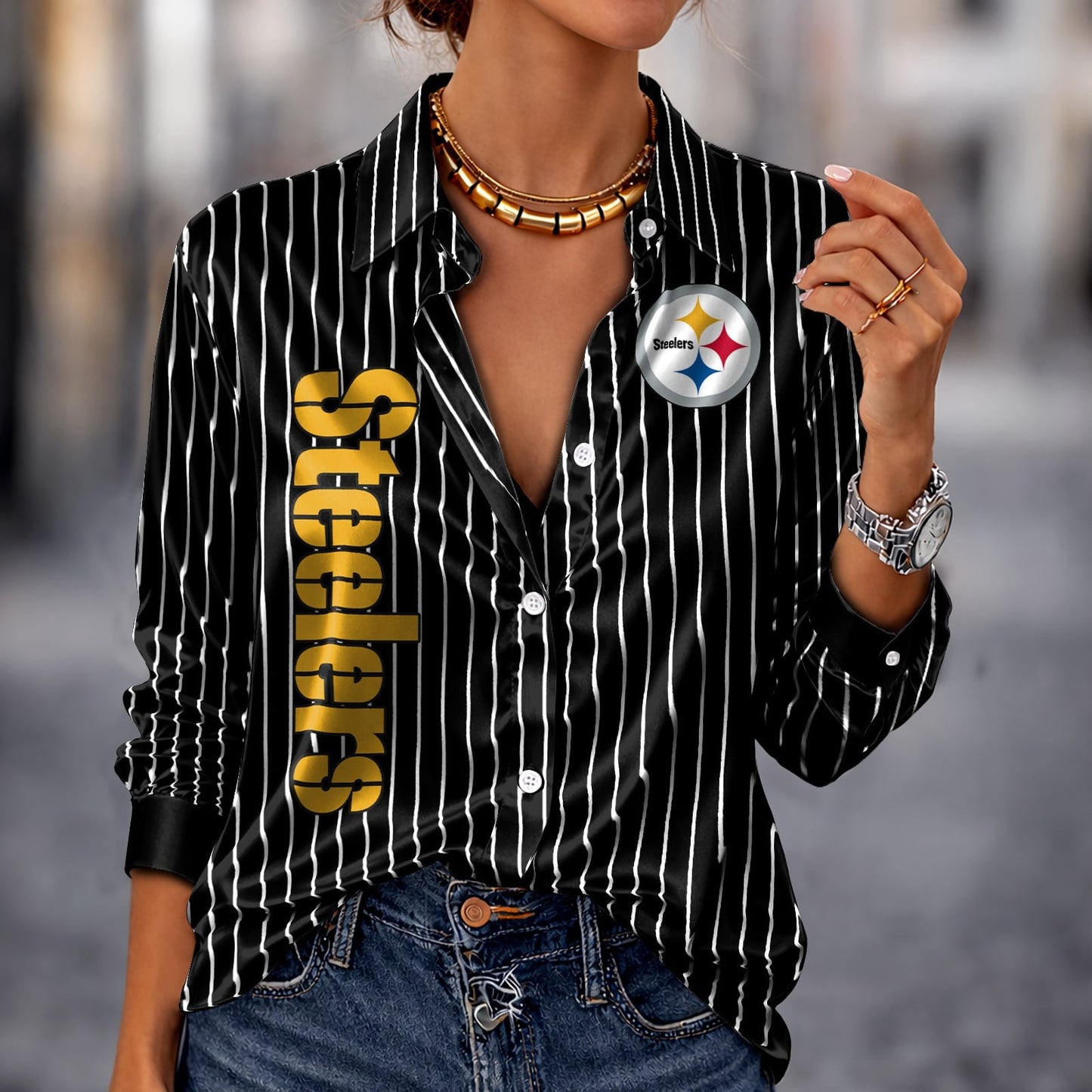PREMIUM NFL X PIT Silk Women‘s Long Sleeved Shirt NDT NHM 190326