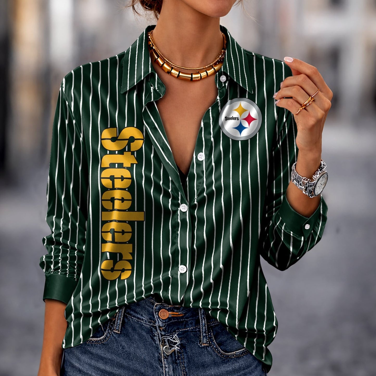 PREMIUM NFL X PIT Silk Women‘s Long Sleeved Shirt NDT NHM 190326