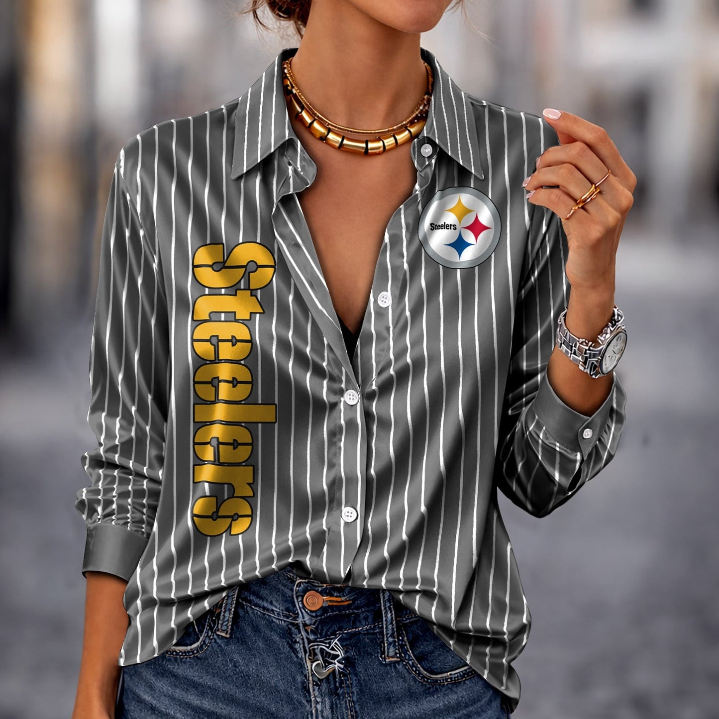 PREMIUM NFL X PIT Silk Women‘s Long Sleeved Shirt NDT NHM 190326